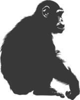 silueta chimpancé animal negro color solamente vector