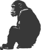 silueta chimpancé animal negro color solamente vector