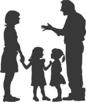 Silhouette Child abuse Parents scold children girl black color only vector