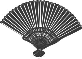 Silhouette classic handheld folding fan black color only vector