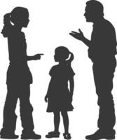 Silhouette Child abuse Parents scold children girl black color only vector