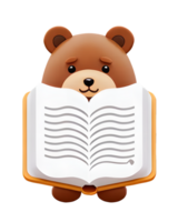 3D Illustration Teddy Bear holding a book png