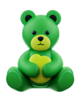 3d illustrazione verde orsacchiotto orso png