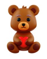 3D Illustration Teddy Bear with a heart png