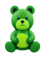 3d illustrazione verde orsacchiotto orso png