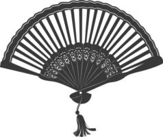 Silhouette classic handheld folding fan black color only vector