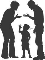 Silhouette Child abuse Parents scold children boy black color only vector