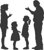 Silhouette Child abuse Parents scold children girl black color only vector