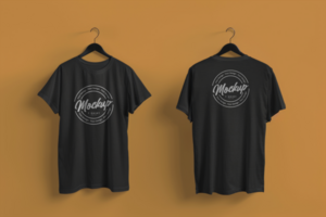 black t-shirt mockup front and back with one color background psd