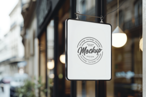 Street business sign mockup psd