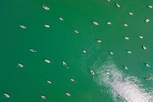 Sailing boats in marina. Aerial view photo