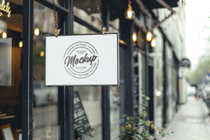 Street business sign mockup psd