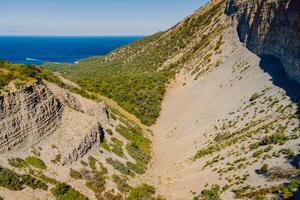 Aerial view of park with canyon and cliffs in Anapa photo