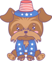 Dog Yorkshire Terrier with American clothes png