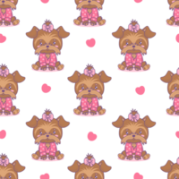 Seamless pattern with dog Yorkshire Terrier girl png