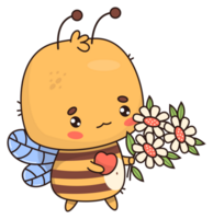 autocollant abeille avec fleurs png