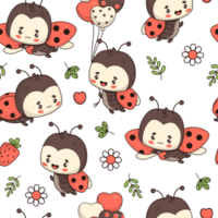 Seamless pattern with Ladybug png