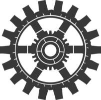 Silhouette Cogwheel machine gear black color only vector