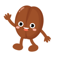 Funny coffee bean cartoon, Character bean png