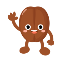 Funny coffee bean cartoon, Character bean png