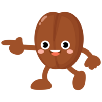 Funny coffee bean cartoon, Character bean png