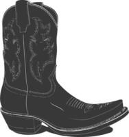 silueta vaquero bota negro color solamente vector