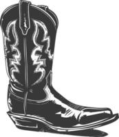 Silhouette cowboy boot black color only vector