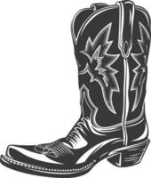 Silhouette cowboy boot black color only vector