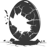 Silhouette cracked egg black color only vector