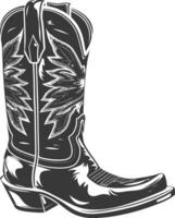 Silhouette cowboy boot black color only vector