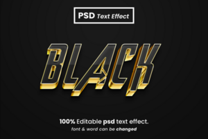 Black 3D Editable Text Effect psd