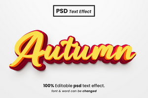 Herbst 3D bearbeitbarer Texteffekt psd