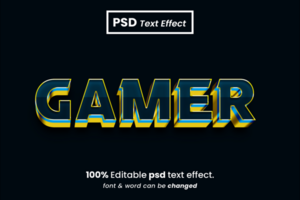 gamer 3d modificabile testo effetto psd