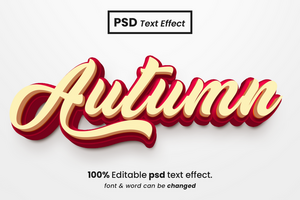 Herbst 3D bearbeitbarer Texteffekt psd