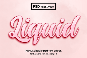 líquido 3d editable texto efecto psd