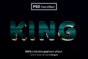 King 3D Editable Text Effect psd