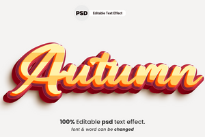 efecto de texto editable 3d de otoño psd