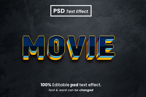 Movie 3D Editable Text Effect psd