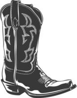 Silhouette cowboy boot black color only vector