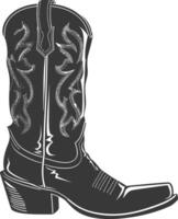 Silhouette cowboy boot black color only vector