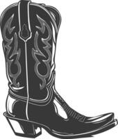 Silhouette cowboy boot black color only vector