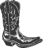 Silhouette cowboy boot black color only vector