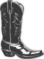 Silhouette cowboy boot black color only vector