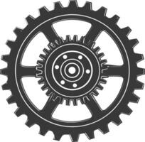 Silhouette Cogwheel machine gear black color only vector