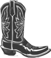 Silhouette cowboy boot black color only vector