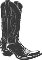 Silhouette cowboy boot black color only vector