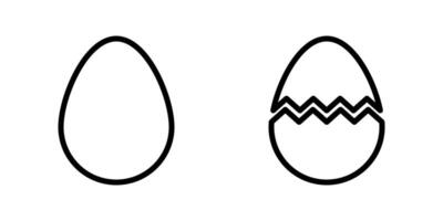 Egg and broken egg icons in line style design isolated on white background. Editable stroke. vector