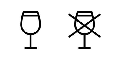 vino bebida vaso, alcohol y hacer no beber, decir No a alcohol, no beber, prohibido íconos en línea estilo diseño aislado en blanco antecedentes. editable ataque. vector