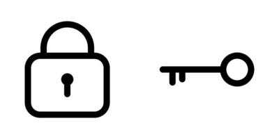 Lock and key, security and privacy concept icons in line style design isolated on white background. Editable stroke. vector