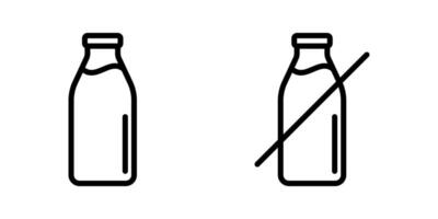 Milk bottle, milk bottle slash, lactose free sign icons in line style design isolated on white background. Editable stroke. vector